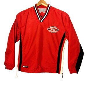 FBI Federal Bureau Of Investigarion Windbreaker Youth M Red V Neck Red Pullover